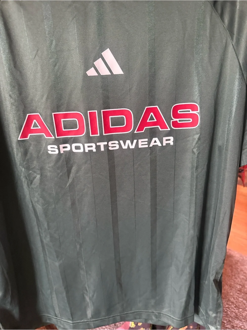 adidas Men's Dark Green Athletic Jersey with Red & White Accents